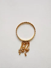 Vintage jewelry, gold-toned tassel cuff bracelet, 6 inches. Combined shipping