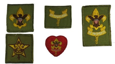 1950s-60s Boy Scouts Complete Rank Set Tenderfoot - Life Patch WORN (WSJ1113)