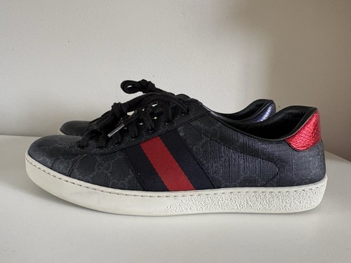 Gucci Ace GG Supreme Sneakers Mens 9.5 US Black Streetwear Designer Shoes CLEAN