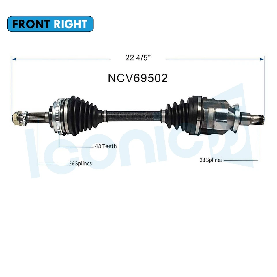 Front Right CV Axle Assembly for 1996-2000 Toyota RAV4 1988-1992 Toyota Corolla - Изображение 2 из 4