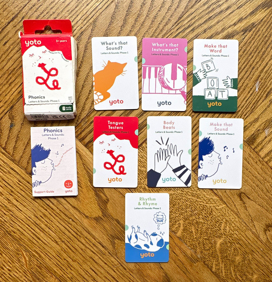 K Box Lettering Yoto Phonics Letters & Sounds Phase 1 Audio Card full Pack (7 Cards ...