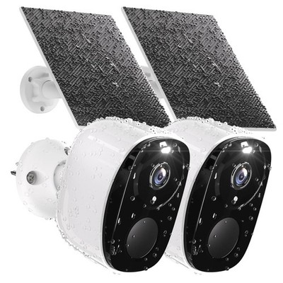2pcs Solar Battery Powered Camera 1080P Wireless WiFi Security Camera System