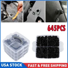 645 Pcs Plastic Rivets Fastener Fender Bumper Push Pin Clips With Remover Tool
