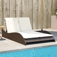 Sonnenliege Mit Auflagen Aus Poly Rattan Braun 114X205X73 Cm