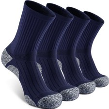 Elite Cushioned Compression Mid-crew Socks 4-Pack Large Navy Blue 4 Pairs 