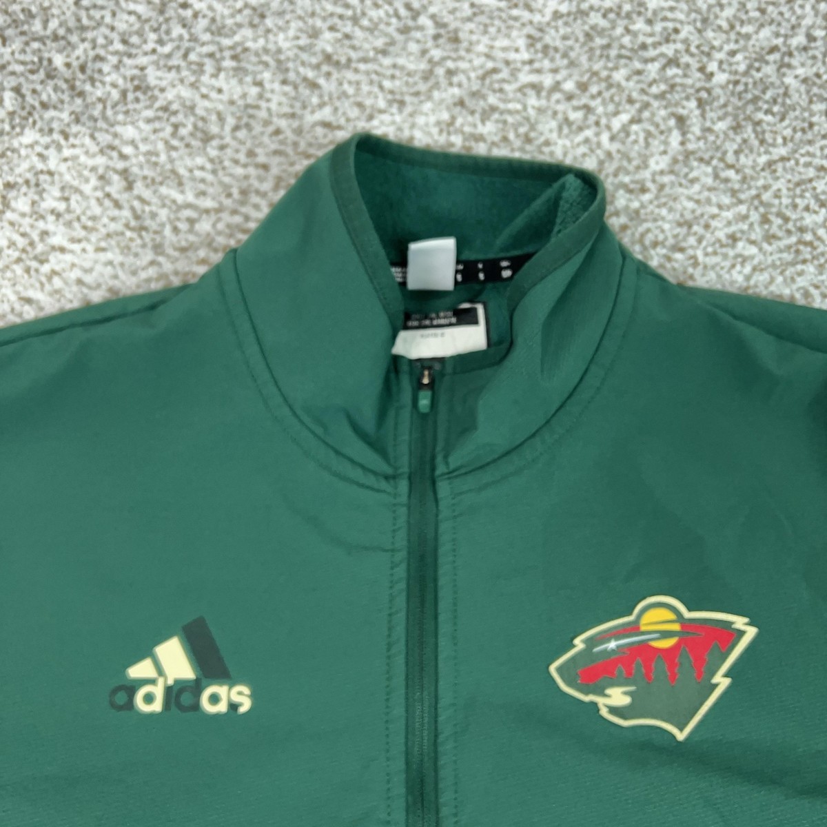 Minnesota Wild Jacket Mens Small Green NHL Hockey Adidas Quarter
