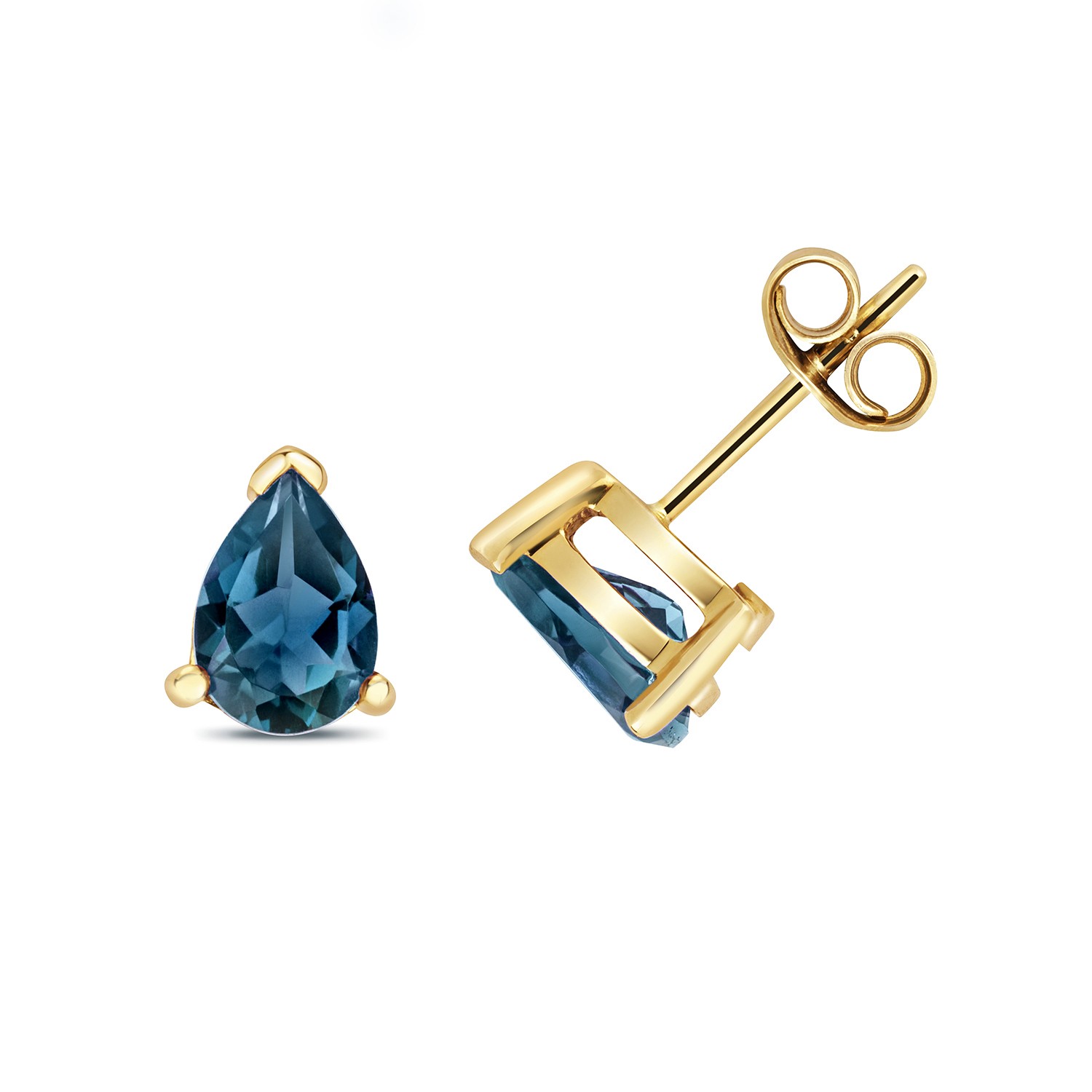 Boucles d'oreilles en or 375 femme et topaze bleue de Londres haut de gamme