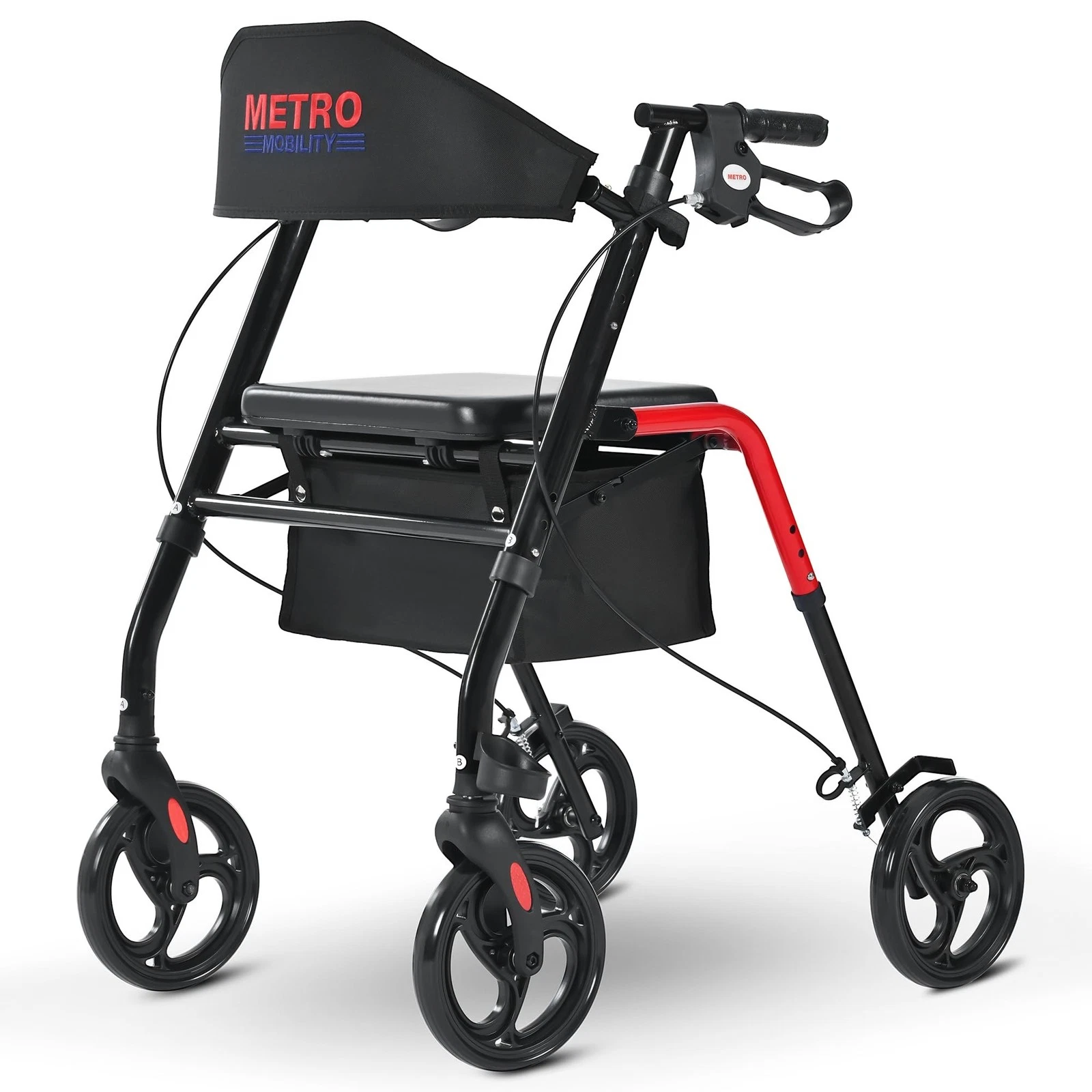 Foldable Rollator Walker with Seat, Adjustable Height Lightweight Rollator wi...