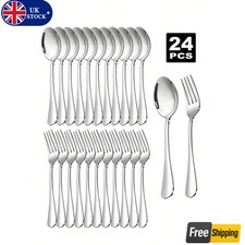 2/8/12/24pcs Stainless Steel Dessert Forks Spoons Set for Wedding Party Home