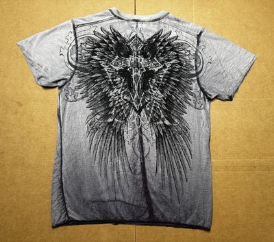 Affliction Men s L Cross Wings Graphic Tee Distressed