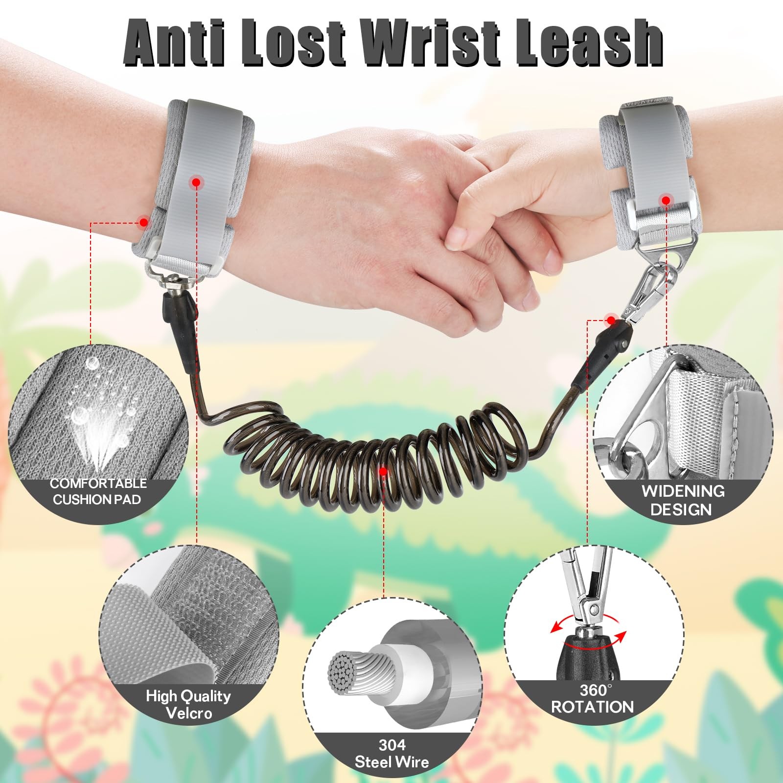 Toddler Leash for Kids-Baby Child Harness with Anti Lost Wrist Link for