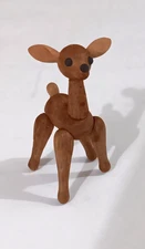 Vintage Zoo Line Match Box Wooden Articulated Deer Figure Wood Animal Japan