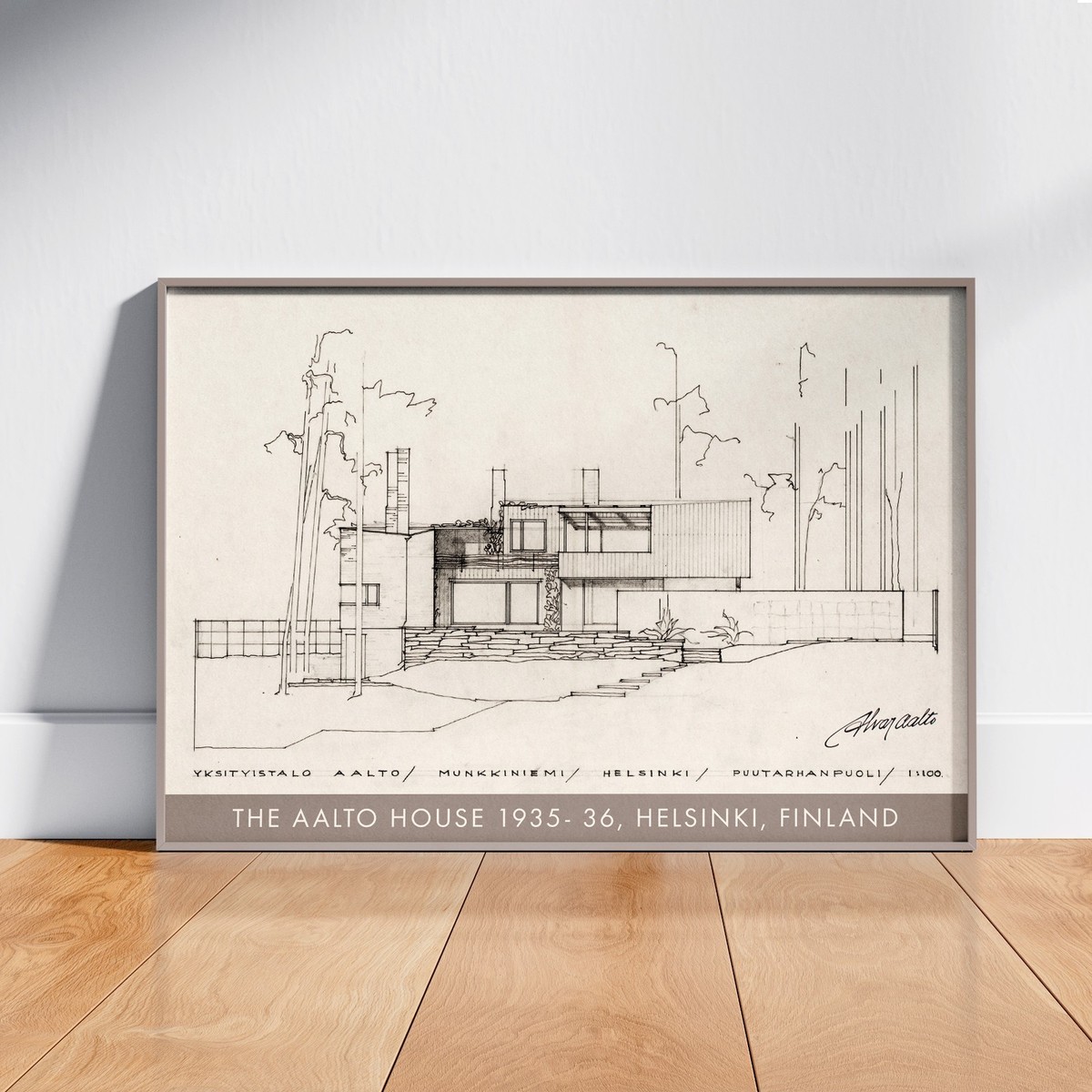 Alvar Aalto digital poster - Aalto house 1935 - high quality