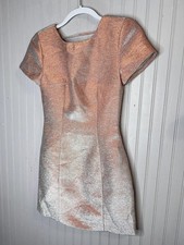 Express Dress Womens 0 Pink Metallic Bodycon Short Sleeve Mini Party Cocktail
