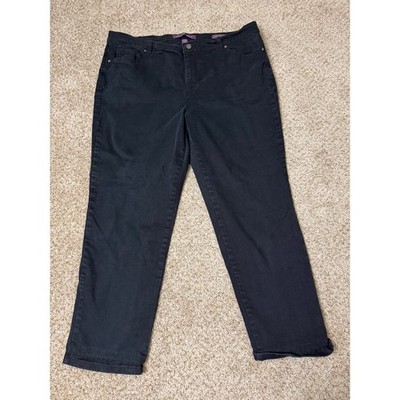 Gloria Vanderbilt Amanda Black High Rise Straight Jeans Womens 20W Stretch Denim