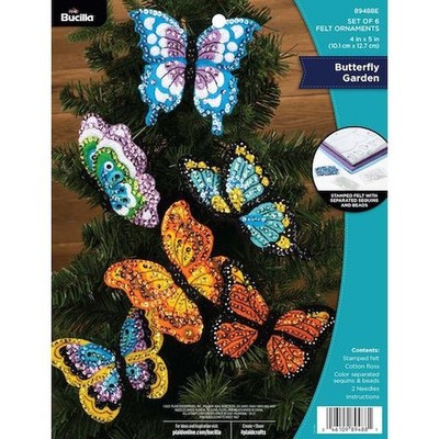 Bucilla Filz Ornamente Applikation 6er Set - Schmetterling Garten