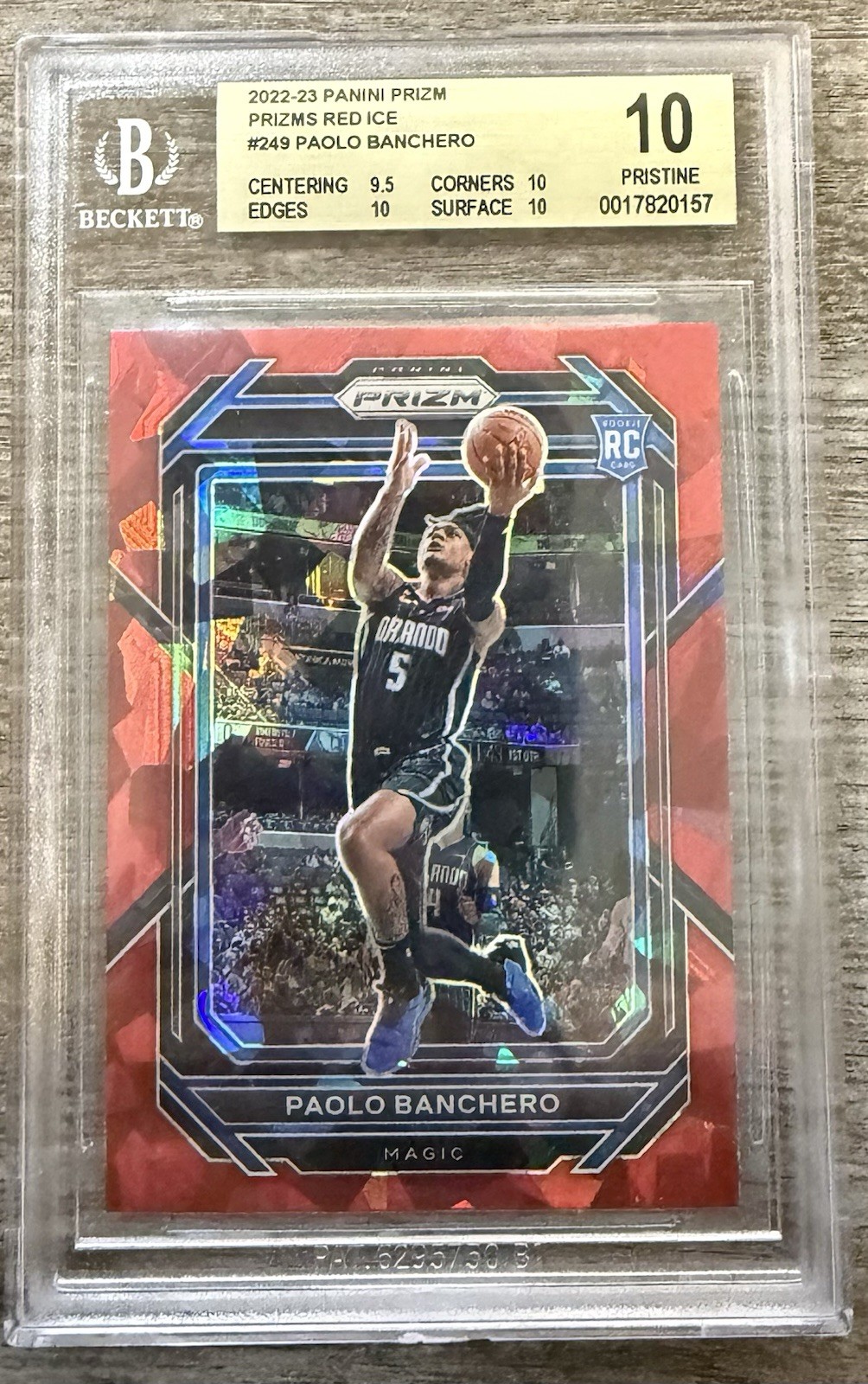 2022-23 Prizm Red Ice #249 Paolo Banchero RC BGS 10 Pristine POP 1