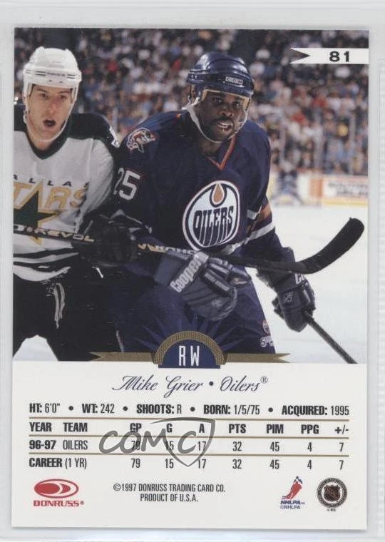 1997-98 Leaf International Stars Mike Grier #81 - Image 2 of 2