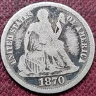 1870 Seated Liberty Dime 10c Better Grade RARE #100920