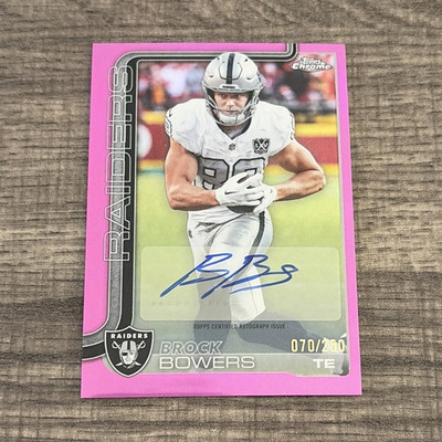 Topps 2025 Topps Chrome Football Brock Bowers Raiders Auto BA-BB Pink 070/250