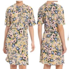 MAGGY LONDON FLORAL RUFFLE NECK FIT & FLARE DRESS SIZE 2 NWT