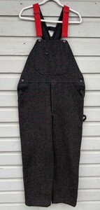 VTG 90s Woolrich Malone Gray Plaid Overalls Wool Bibs Men Md Red Suspenders 1994