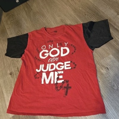 Entitee  Only God Can Judge Me  Graphic T-Shirt Leather Sleeves Mens Large Edgy