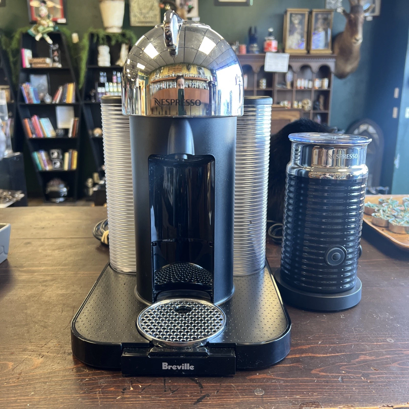 Nespresso ® by Breville Chrome Coffee and Espresso Machine Aeroccino