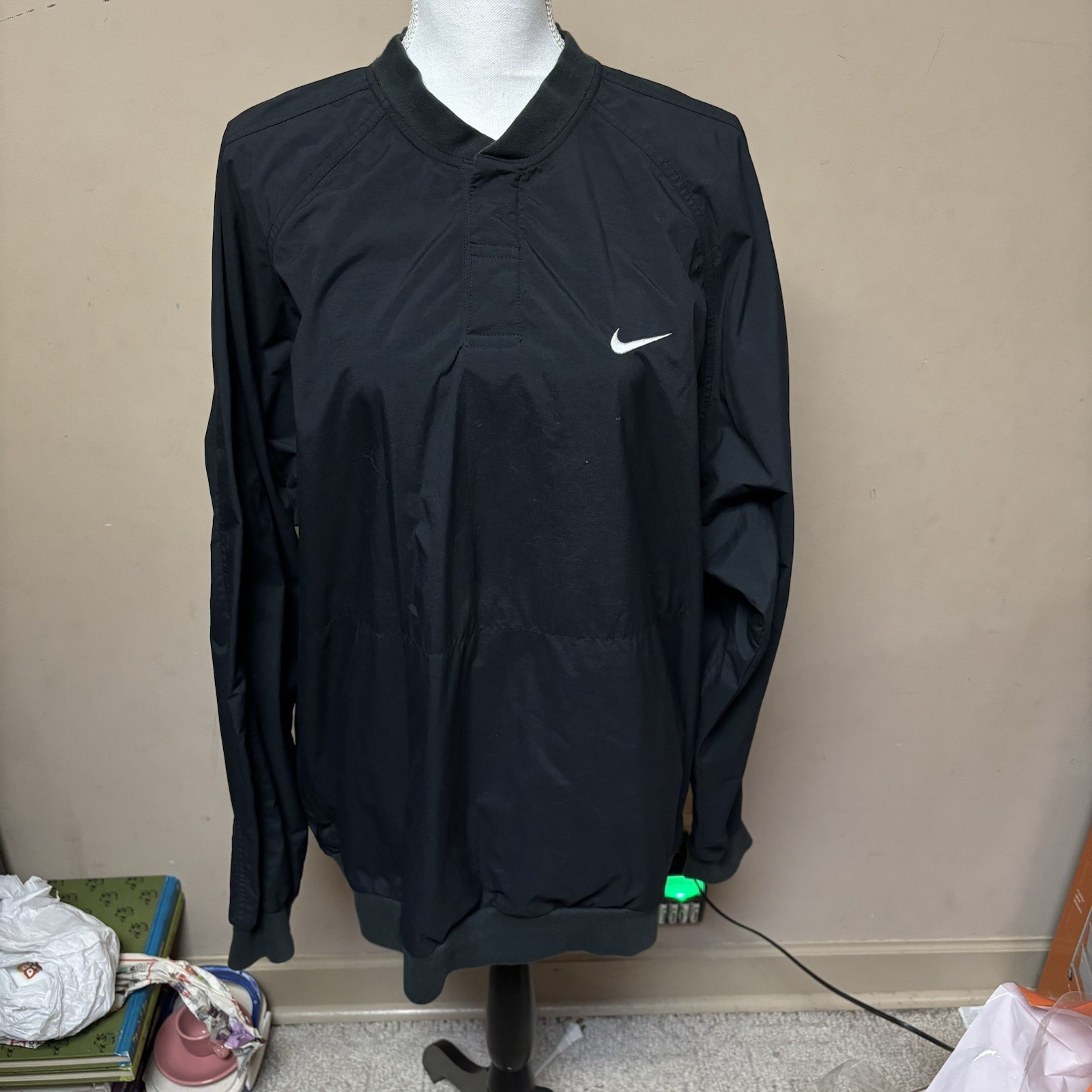 SACAI X NIKE Vintage Nike nero pullover golf jacket1 4 snap colletto a fascia nylon taglia XL