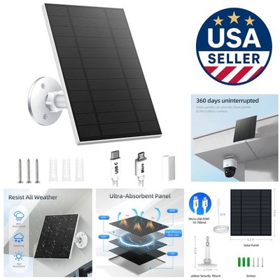 5W Solar Panel for Security Cameras: Waterproof & 360° Adjustable Design
