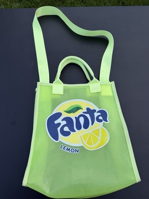 H&M Fanta Lemon Clear Tote Bag Neon Yellow Translucent Shoulder Strap Promo HTF