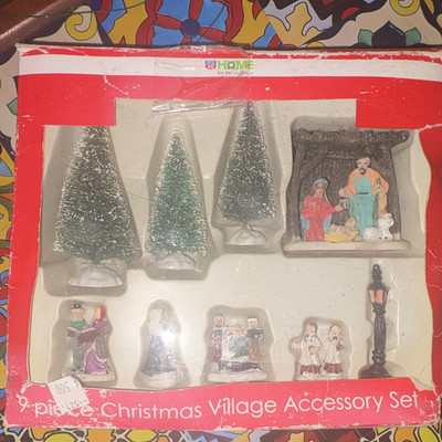 Rite Aid Home for the Holidays 9-Piece Boxed Christmas Village Accessory Set