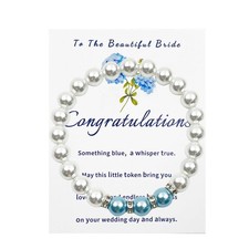 Something Blue Gift for Bride Bridal Shower Gifts for Bride to be Pearl Beads Br