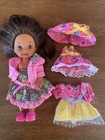 Mattel Barbie Vtg  Kelly Doll Brown Hair Brown Eyes 1994 W/ 3 Pink Outfits READ — photo 1
