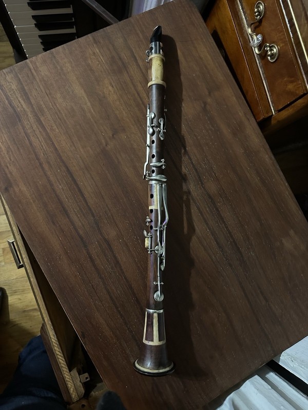 Stunning Antique Bone Inlaid Simple System C Clarinet with Case