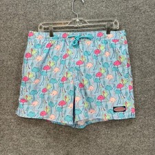 Vineyard Vines Swim Trunks Mens Large Blue Flamingo Print Board Shorts Beachwear