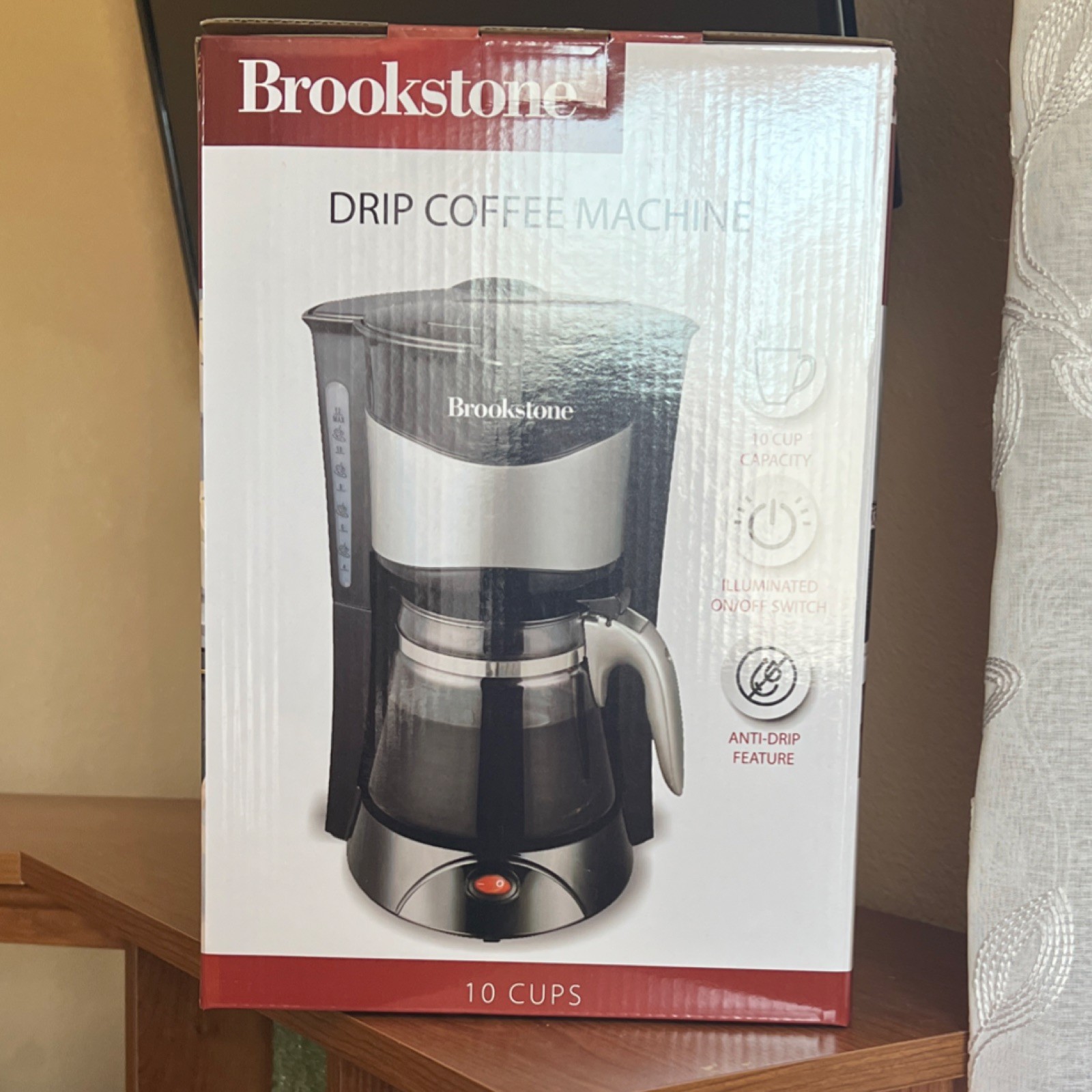 Brookstone Drip Coffee Machine 10 Cup Black Illuminated Switch Anti-Drip Feature