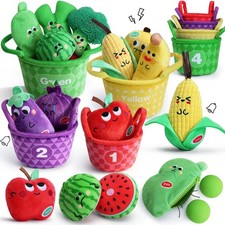 My First Fruit Vegetable Basket, 10 PCS Play Food for Toddler with Sorting Ba...