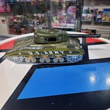 Vintage HS Harusame Sesakusho US Army Military Friction Tin Toy Tank M-58 JAPAN
