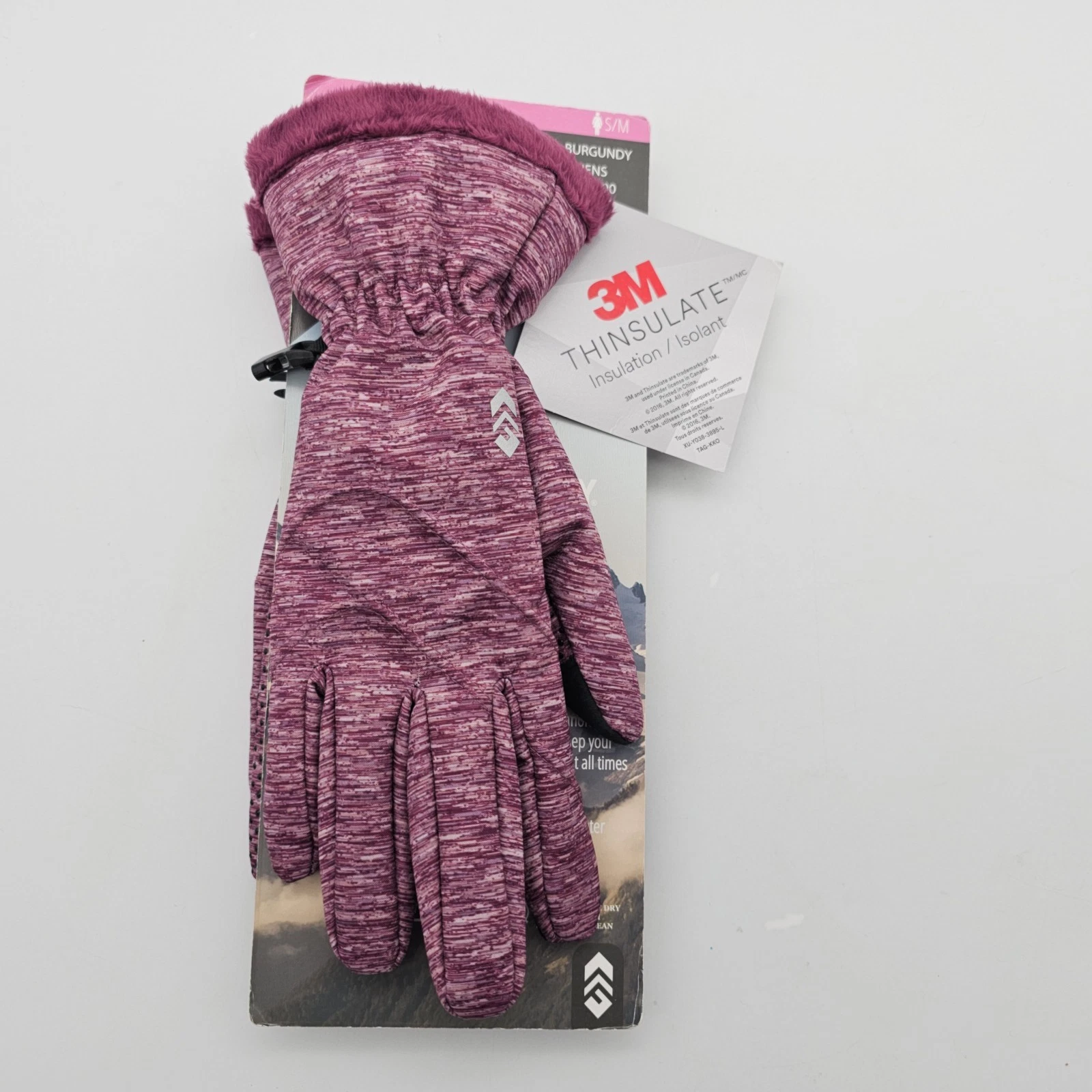 Free Country Womens Outdoor Gloves Burgundy Pink Size Small Wind Water Resistant