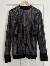 Athleta Large Zip Jacket Black Gray Chevron Athletic Yoga Running