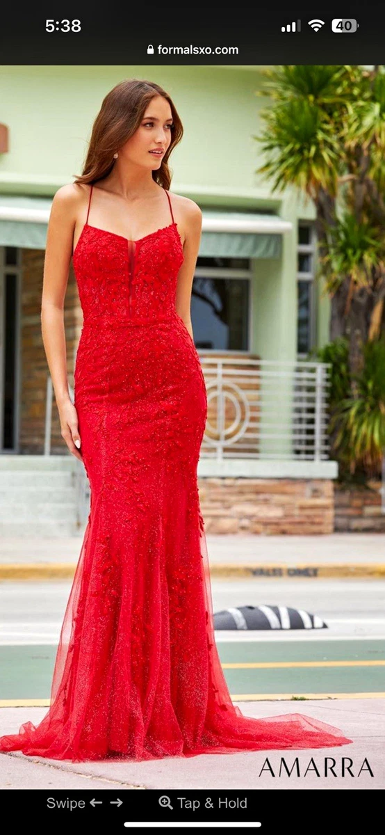 ebay red formal dress Strapless Red Sequin Evening Gown, Womens dress size large formal,Prom Dress