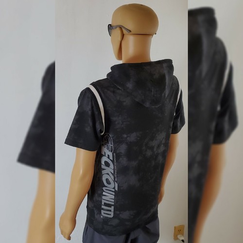 ECKO UNLTD FELPA DA LAVORO TINTURA MANICA CORTA UOMO TAGLIA M MAGNETE CON TASCA LOGO RINOCERONTE - Foto 7 di 9