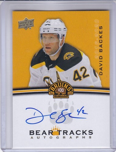 DAVID BACKES 2023-24 CUBIERTA SUPERIOR BRUINS CENTENNIAL BEAR TRACKS AUTÓGRAFO - Imagen 1 de 2