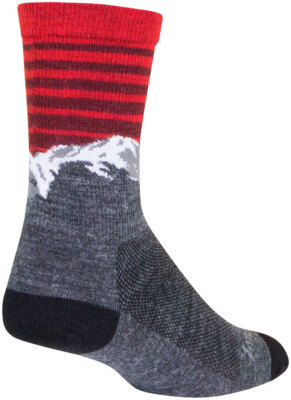 SockGuy Summit Wool Socks - 6'', Gray/Red/White, Large/X-Large