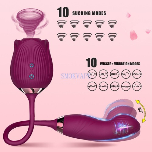 Rose Sucking Vibrator Thrusting Massager Women Rechargeable Toys use Lubricants - Picture 13 of 22