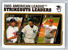 2005 Topps Updates & Highlights #UH140 AL Strikeout Leads Santana Johnson Lackey