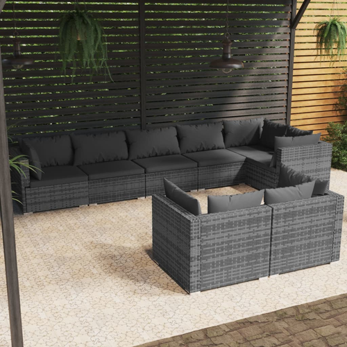 vidaXL Set Divano da Giardino con cuscino 6 pcs Grigio Poly Rattan