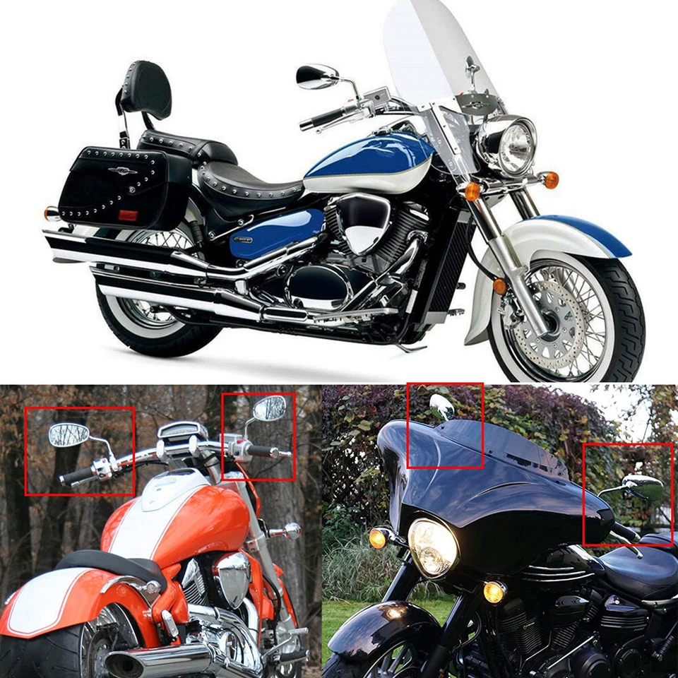 Chrome Side Mirrors For Honda Shadow Spirit Aero Rebel 750 1100 VTX VT 1300 1800 Foto 3 de 4