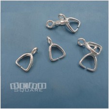 6 Solid Sterling Silver Pendant / Earring Pinch Bail Connectors ap. 9mm 33369